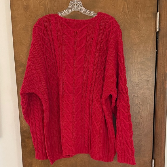 Eddie Bauer Red Cable Knit Crewneck Sweater - Picture 3 of 3